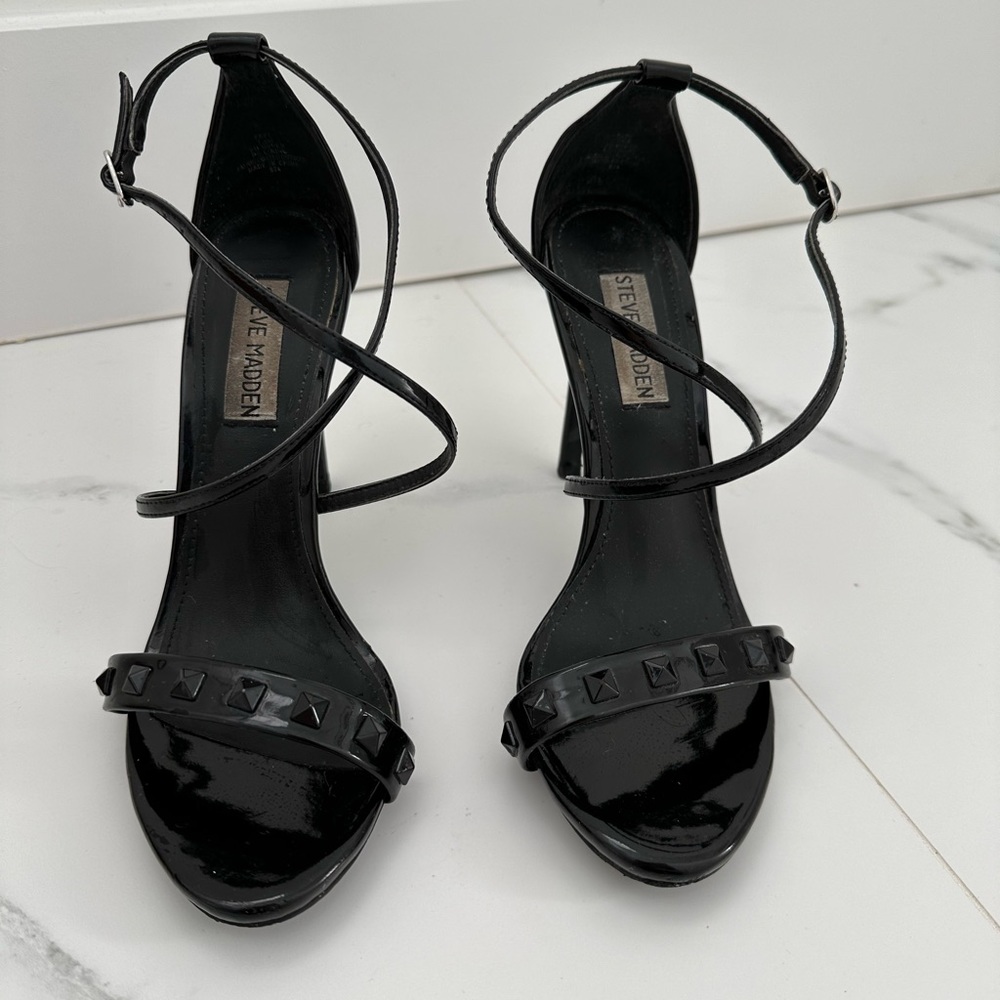 Steve Madden Black Studded Strappy Heels
